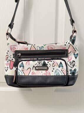 Stone & Co Medium Shoulder Bag Purse, Heart Print Preowned VGC
